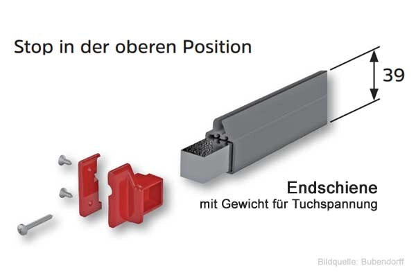 IDZIP MARKISE ENDSCHIENE: IDzip Solar Senkrechtmarkise mit Laufschienen Abb.: idzip-markise-endschiene.jpg