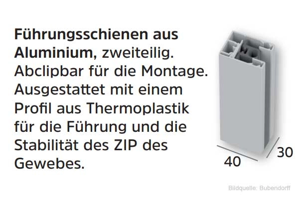 IDZIP MARKISE FUEHRUNGSSCHIENE: IDzip Solar Senkrechtmarkise mit Laufschienen Abb.: idzip-markise-fuehrungsschiene.jpg