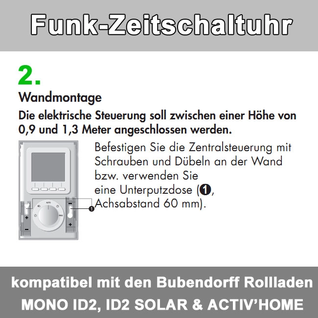 Abbildung 3 für Funkzeitschaltuhr ID2 bis zu 30 Bubendorff-Rollladen in 4 Gruppen