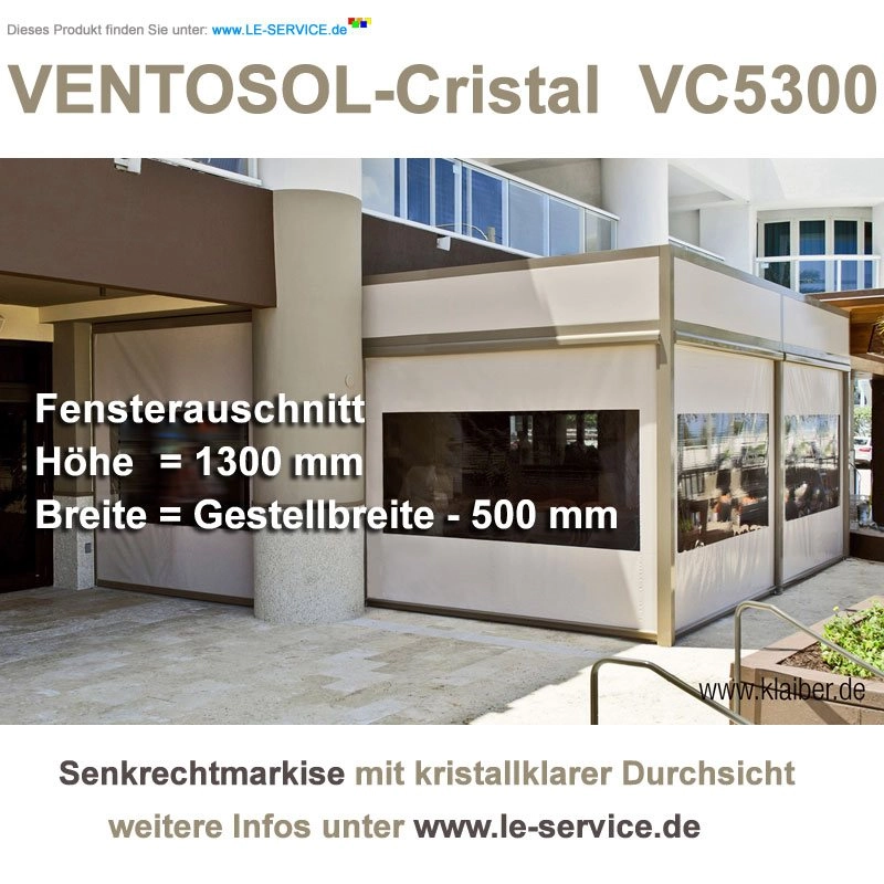 Abb.: VENTOSOL CRISTAL VC5300 Senkrechtmarkise mit Sichtfenster