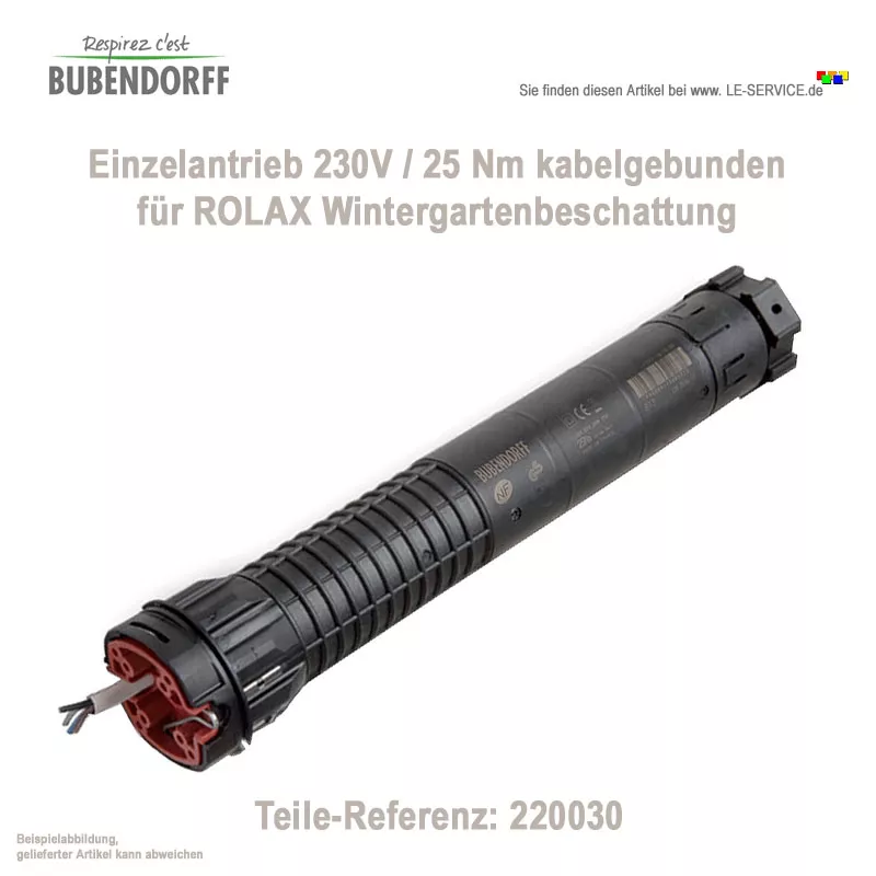 Abb.: Einzelantrieb Motor kabelgebunden ROLAX Wintergartenbeschattung v3