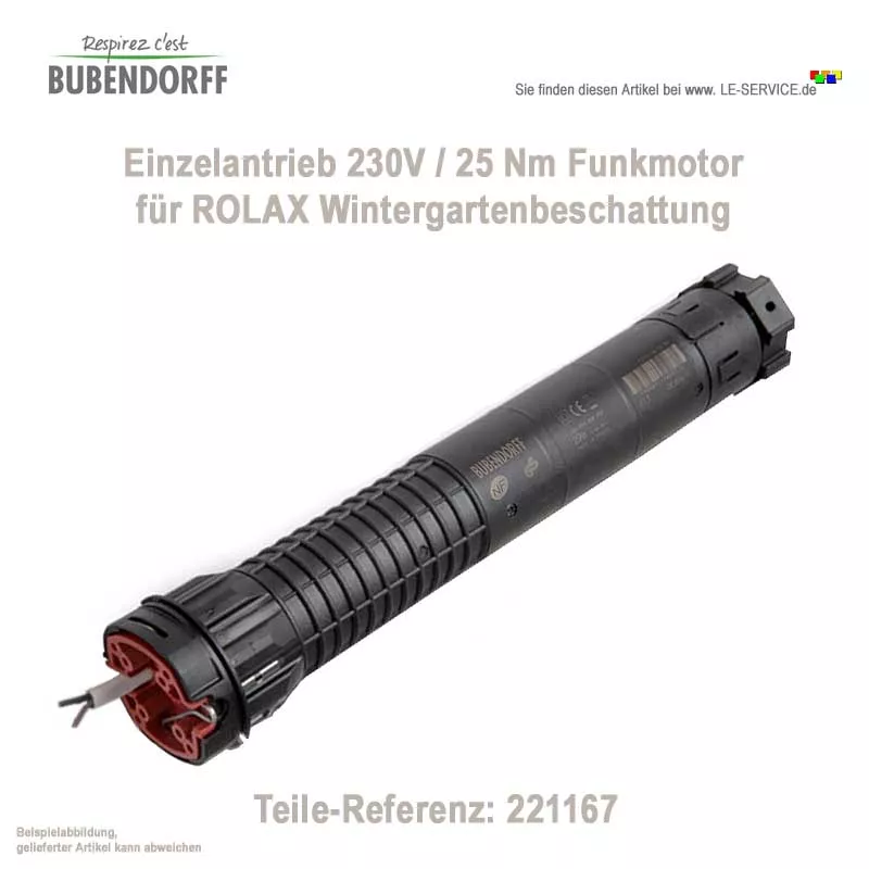 Abb.: Einzelantrieb 221167 Funkmotor rechts für ROLAX Beschattung ab Bj 2006