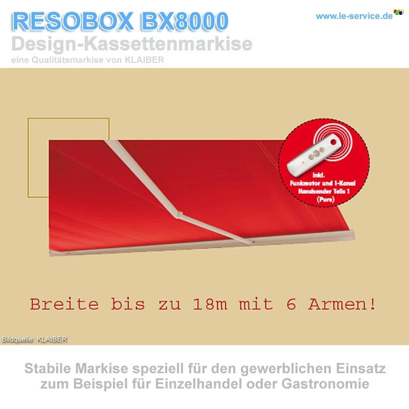 RESOBOX BX8000 Kassettenmarkise bis Breite 18m Abbildung 2 für RESOBOX BX8000 Kassettenmarkise bis Breite 18m