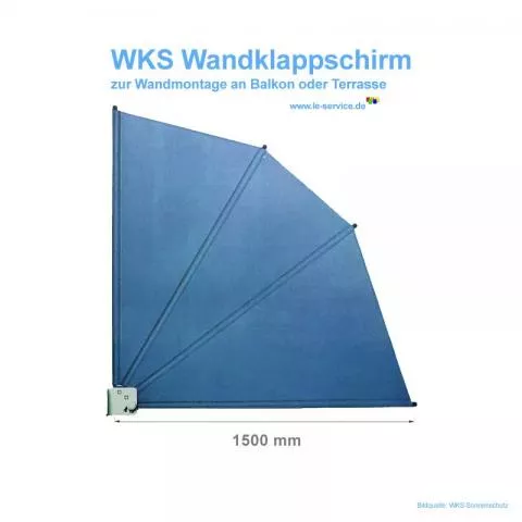 WKS Wandklappschirm 1500 mm (1,5 x 1,5 m) - Detailansicht 2 WKS Wandklappschirm 1500 mm (1,5 x 1,5 m) - Detailansicht 2