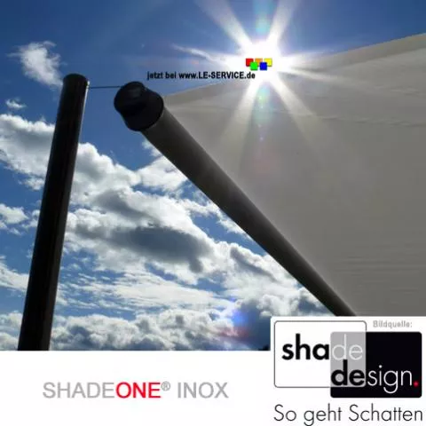 SHADESIGN SHADEONE® INOX Sonnensegel mit Säulen aus Edelstahl - Twister-Segel - Detailansicht 4 SHADESIGN SHADEONE® INOX Sonnensegel mit Säulen aus Edelstahl - Twister-Segel - Detailansicht 4