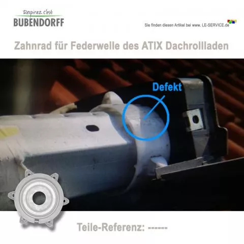 Bubendorff Zahnrad der Federwelle für ATIX Dachfensterrollladen - Detailansicht 1