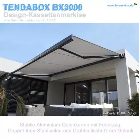 KLAIBER TENDABOX BX3000 Design-Kassettenmarkise mit Elektroantrieb - Detailansicht 1 KLAIBER TENDABOX BX3000 Design-Kassettenmarkise mit Elektroantrieb - Detailansicht 1