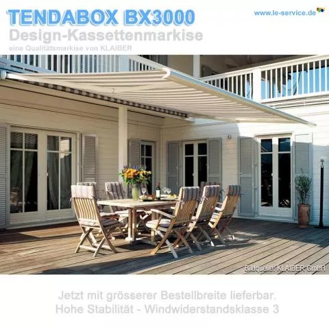 KLAIBER TENDABOX BX3000 Design-Kassettenmarkise mit Elektroantrieb - Detailansicht 2 KLAIBER TENDABOX BX3000 Design-Kassettenmarkise mit Elektroantrieb - Detailansicht 2