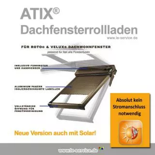 Abb. 5: Dachfensterrollladen ATIX® SOLAR für VELUX® Dachfenster mit Solarpaket Artikelbild: 5: Dachfensterrollladen ATIX® SOLAR für VELUX® Dachfenster mit Solarpaket