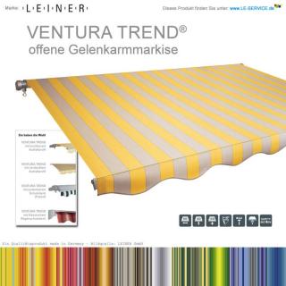 LEINER VENTURA TREND® - offene Gelenkarmmarkise Die VENTURA TREND® Gelenkarmmarkise ist eine weitere Qualitäts-Markise von LEINER für die Terrasse. LEINER VENTURA TREND® - offene Gelenkarmmarkise Die VENTURA TREND® Gelenkarmmarkise ist eine weitere Qualitäts-Markise von LEINER für die Terrasse.