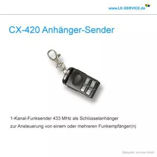CX-420 Anhänger-Sender 1-Kanal ACOMAX CX-420 Schlüsselanhän...