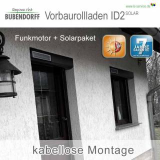 Bubendorff Solarrollladen Vorbaurollladen ID+ SOLAR Funk Solarrollladen einfach und kabellos nachträglich zu montieren. Dank Akku und Solarantrieb ist kein Stromanschluss erforderlich - anschrauben, fertig. Bubendorff Solarrollladen Vorbaurollladen ID+ SOLAR Funk Solarrollladen einfach und kabellos nachträglich zu montieren. Dank Akku und Solarantrieb ist kein Stromanschluss erforderlich - anschrauben, fertig.